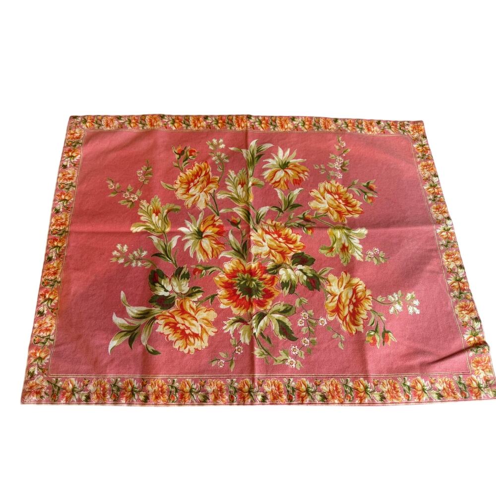 Vintage April Cornell Placemats Salmon Floral Print Set of 7